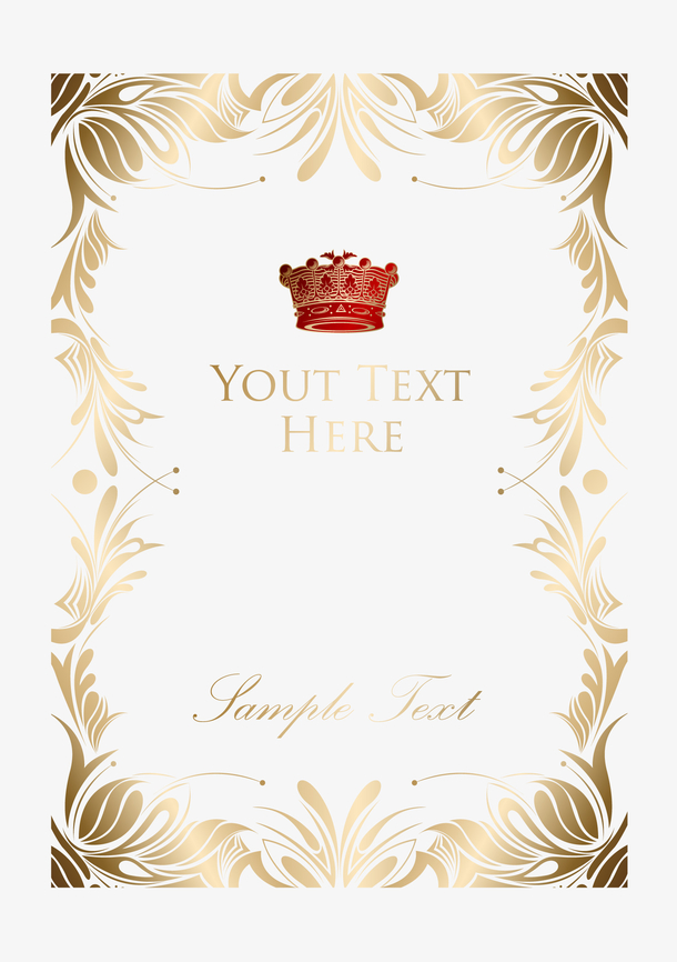 金色花纹花框邀请函设计矢量素材