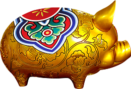 金色雕花金猪PSD元素