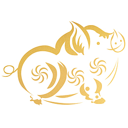 2019年猪年可爱金猪元素