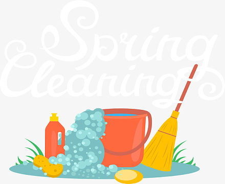 卡通春季大扫除插画矢量图