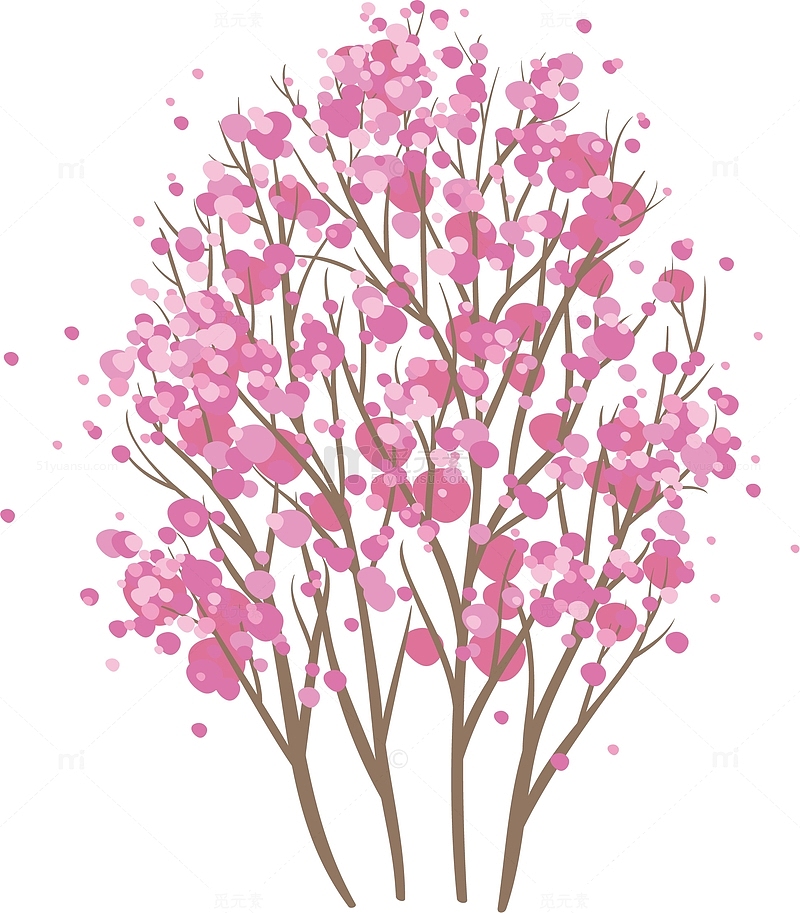 春季樱花树PNG矢量素材