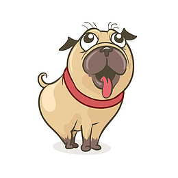 卡通巴哥犬矢量图