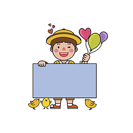 拿便利贴的开心男孩