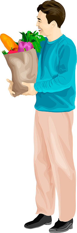 矢量手绘买菜的男子