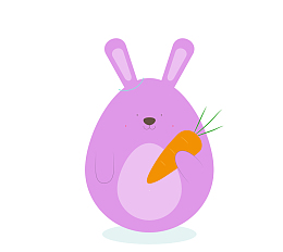 卡通复活节紫色兔子简笔画图标吉