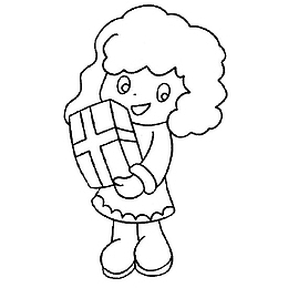 手拿礼物的女孩简笔画