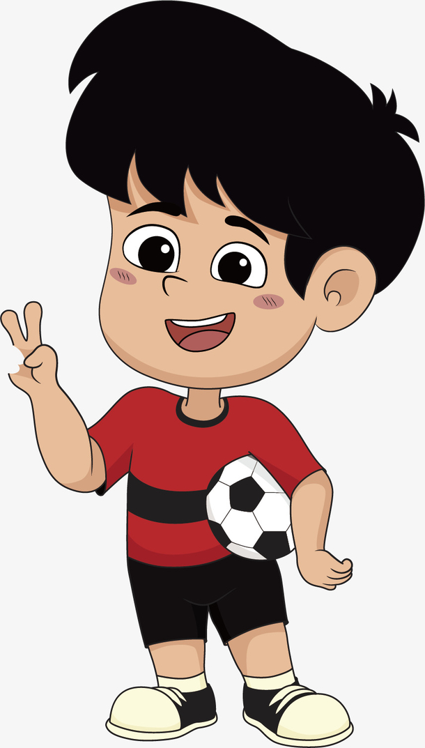 矢量图喜欢足球的小男孩