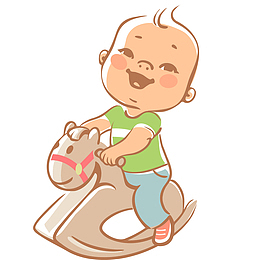 宝宝骑木马免抠PNG