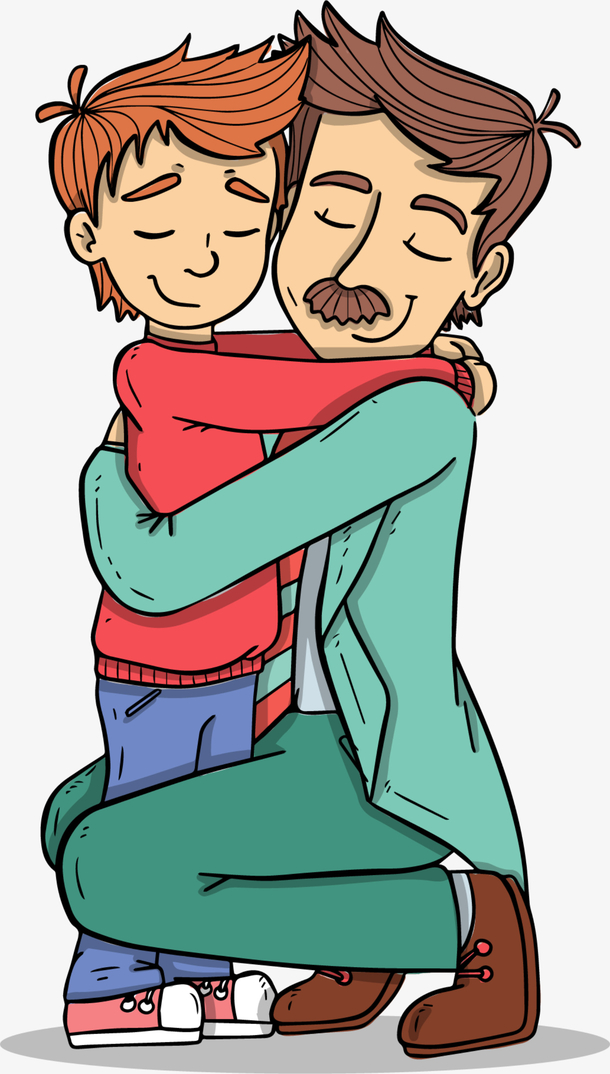 父亲节相拥的父子