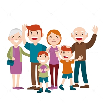 矢量扁平卡通一家人