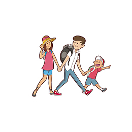 卡通开心全家游素材