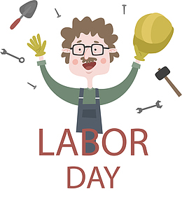 劳动节开心的工人