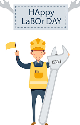 劳动节快乐开心的工人