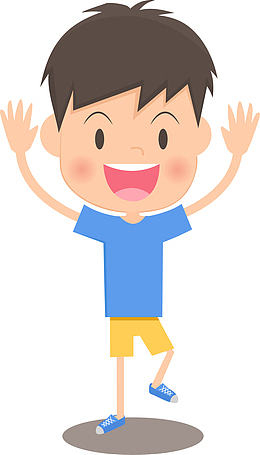 开心的小男孩人物插画