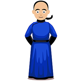 蓝色古装矢量插画