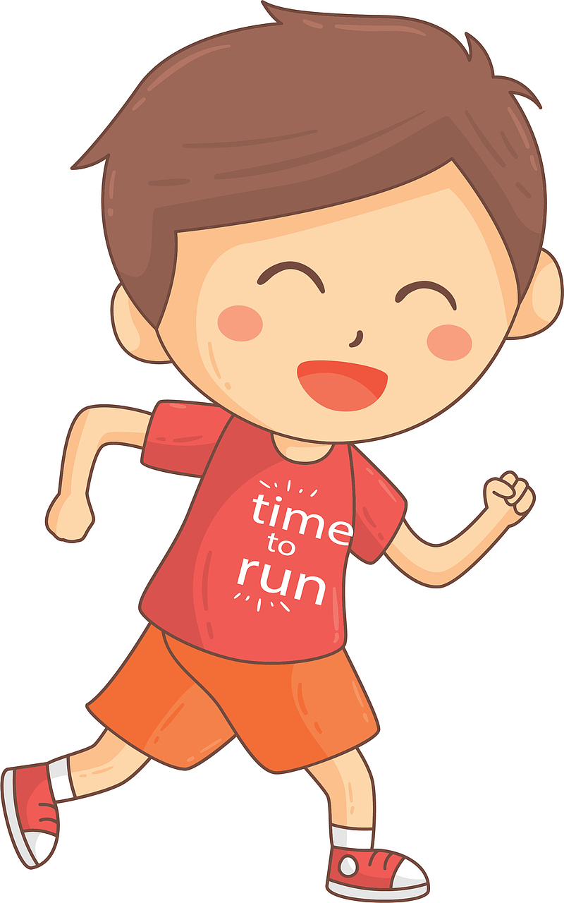 马拉松跑步的小男孩