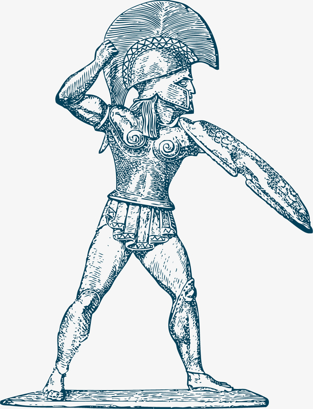 蓝色矢量希腊士兵艺术