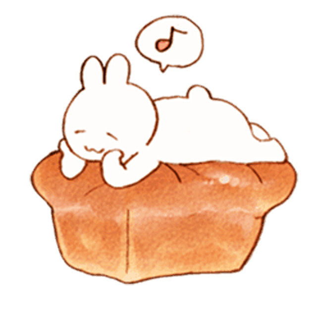 方形面包上的吃货兔子