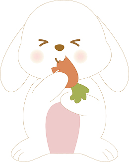 可爱卡通动漫耷拉着耳朵吃胡萝卜