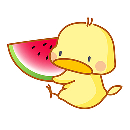卡通吃西瓜的小鸭子设计