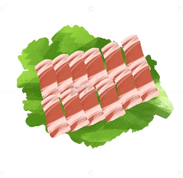 手绘卡通涮火锅羊肉卷食材