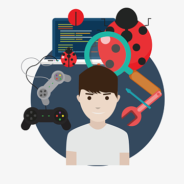 游戏玩家卡通插画