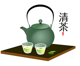 白露清茶茶壶绿色清新24节气