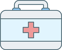 蓝色简约十字医疗箱