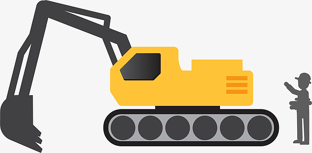 黄色卡通挖土机