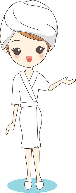 白色浴袍女孩