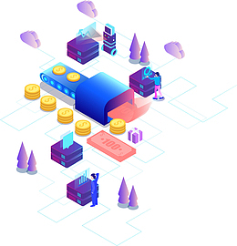 2.5D大数据时代矢量插画