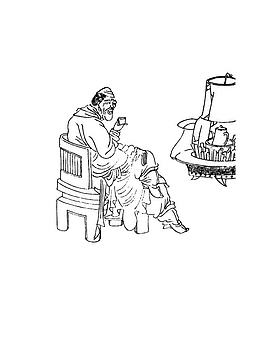 古代人物白描图之坐着的男子背影