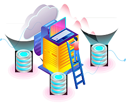 2.5D云服务矢量插画