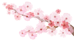 手绘水彩桃花枝装饰图案
