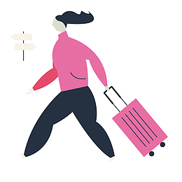 粉红色小人扁平卡通