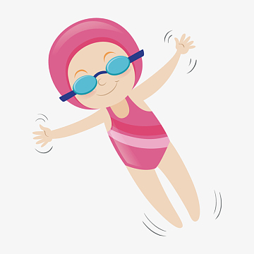 休闲游泳卡通插画