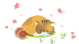 免抠卡通手绘趴着睡觉的猫咪