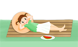 卡通手绘夏季少女插画