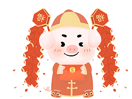 2019年新年之喜庆小猪拜年