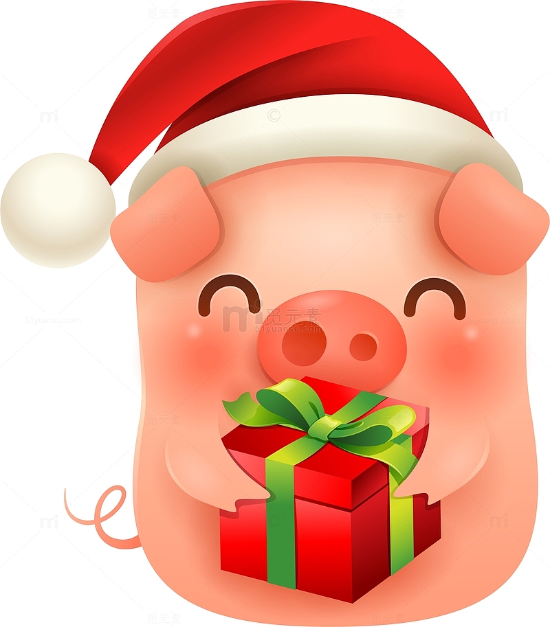 C4D卡通手捧圣诞礼物的猪形象