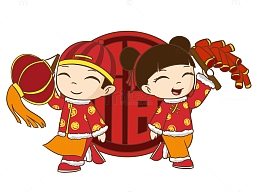 挂灯笼放鞭炮新年图片