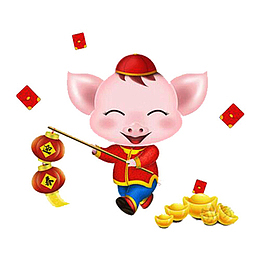 卡通猪宝宝打灯笼免抠