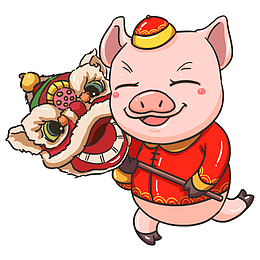 福小猪舞狮子免抠