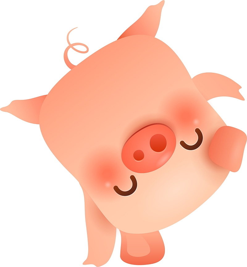 C4D卡通倒立的猪形象装饰图案