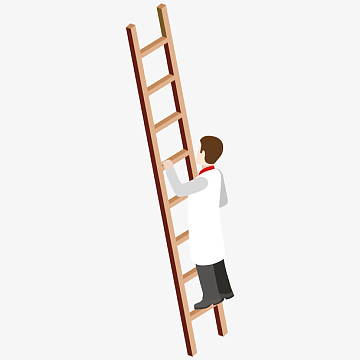 攀爬梯子的男人手绘