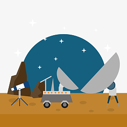 手绘航空航天月球基地太空车 白