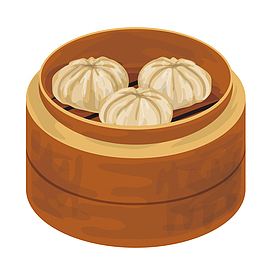 矢量手绘蒸笼小笼包