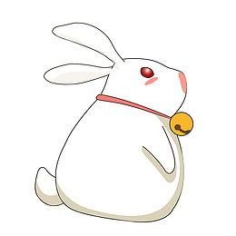 白色创意月兔卡通插画元素