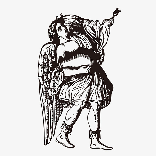 手绘素描天使人像