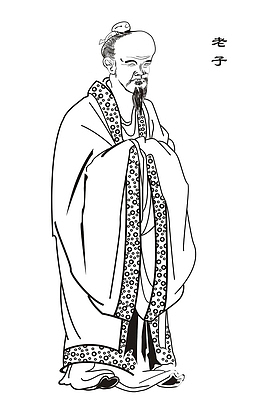手绘老子线描画像